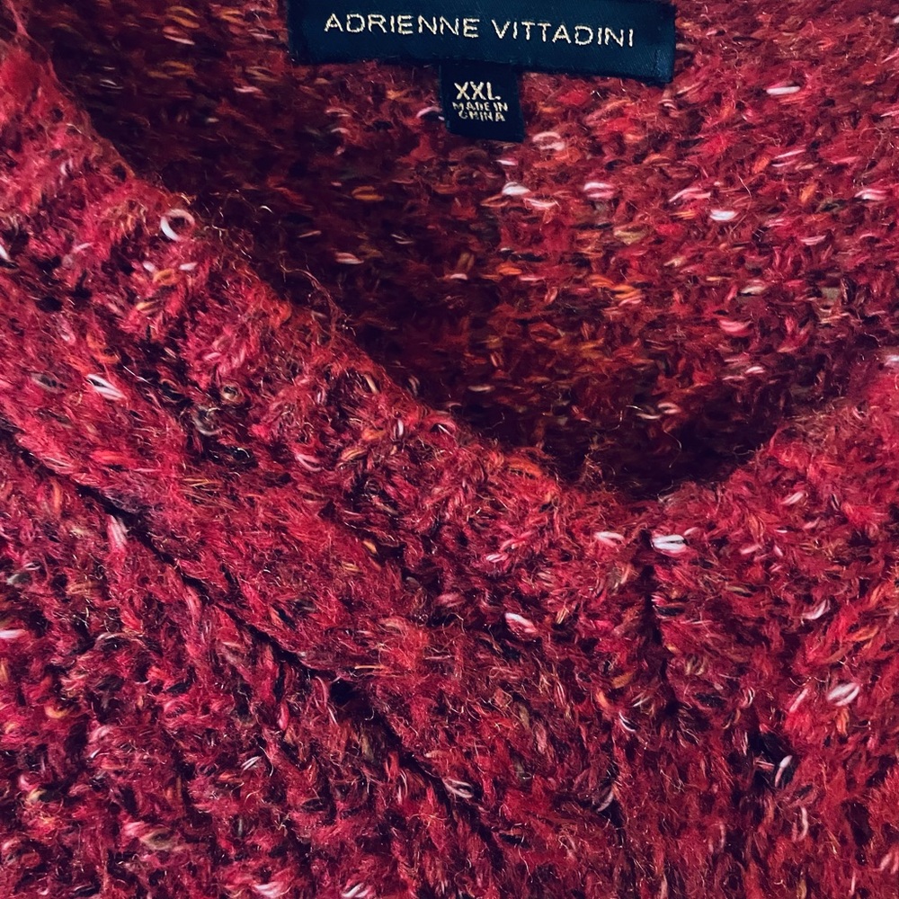 Women's Red V-Neck Sweater - Picture 3 of 5